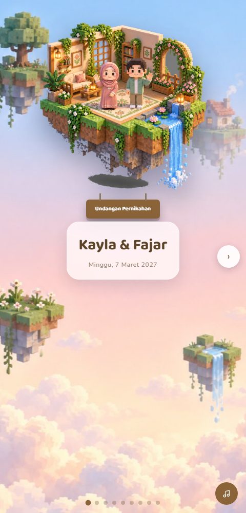 Contoh undangan pernikahan digital eksklusif Voxel Islands v2 — ajakdatang.id